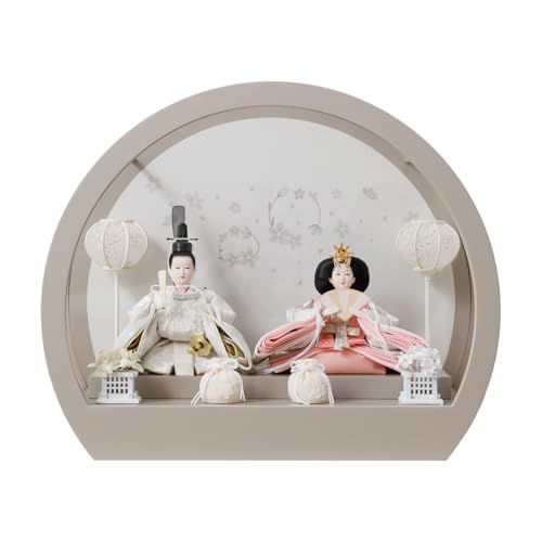 ぷりふあ ふるうる 雛人形 親王 はなのうた 丸型ケース飾りL モカ 桜柄