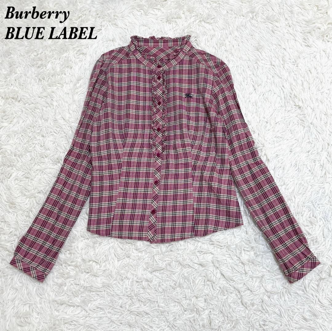 美品】Burberry BLUE LABEL フリルチェックシャツ 38 - メルカリ