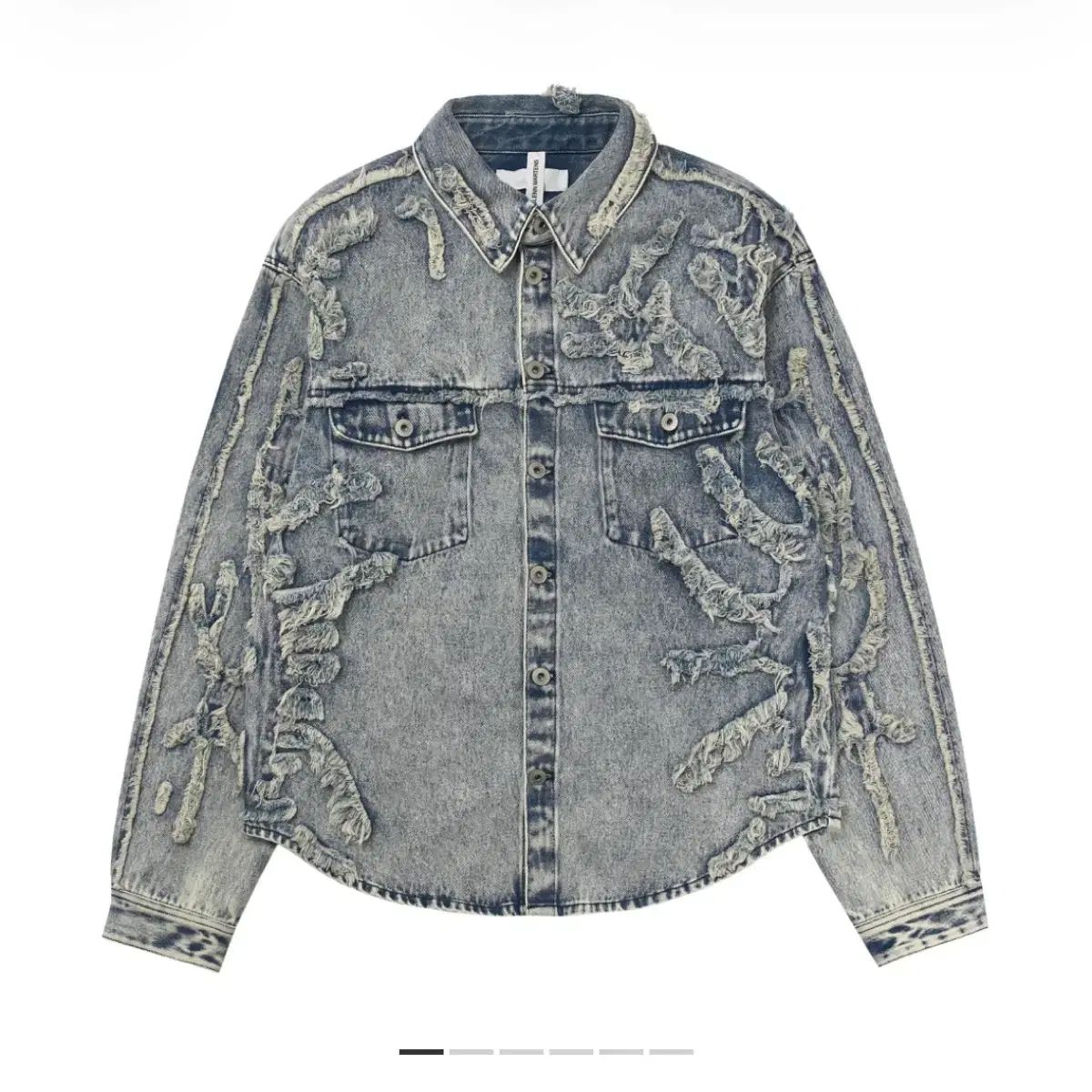 H&M グレンマーティンズ ディストレスドルック デニムシャツ ライト 
