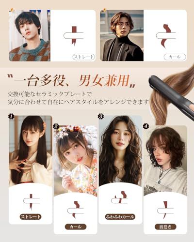 送料無料】ヘアアイロン コードレス【2025最新デザイン 3WAY