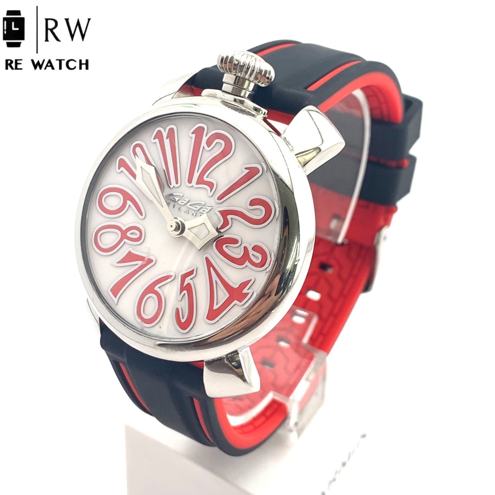 中古】GAGA MILANO アナログ腕時計 ホワイト/レッド/ブルー - メルカリ