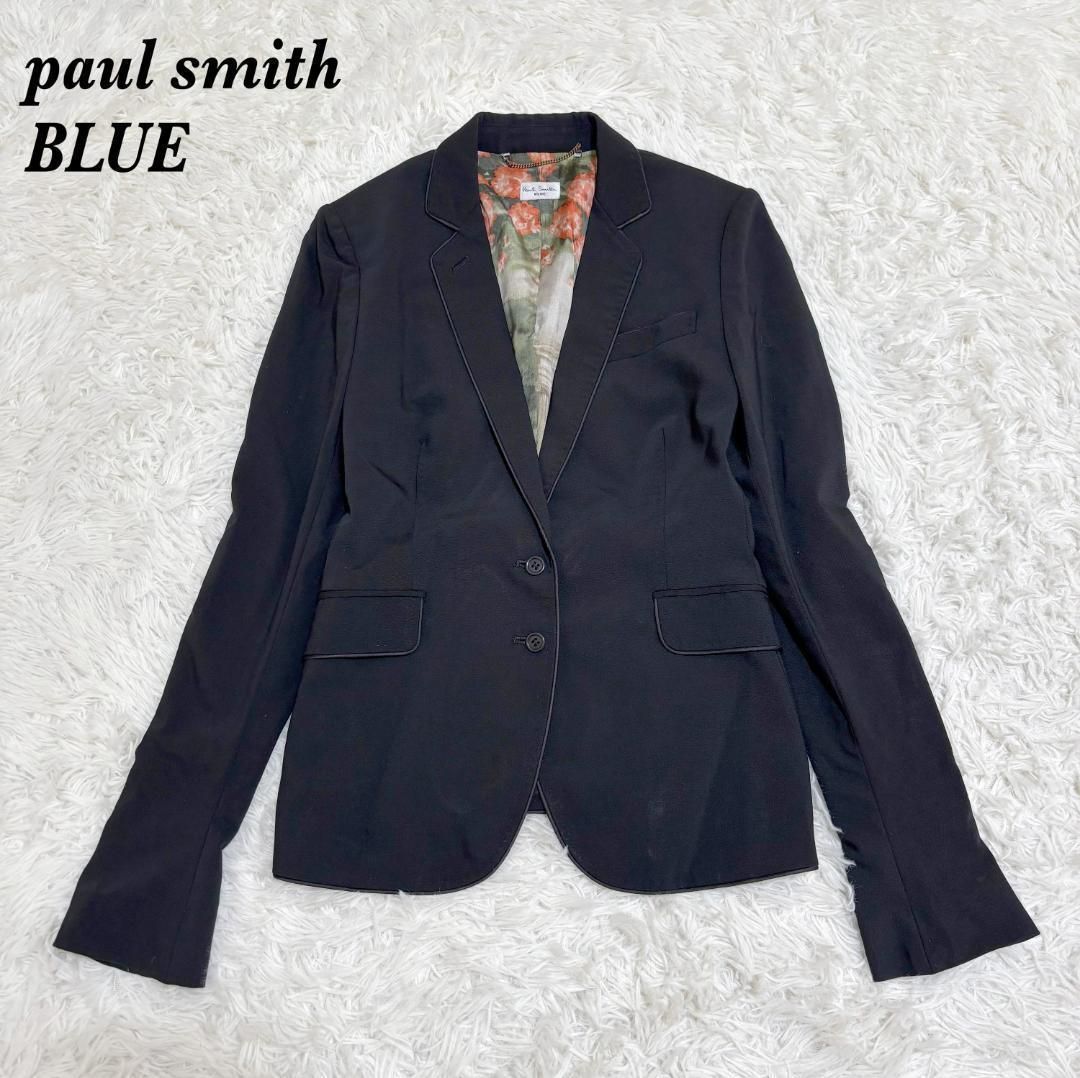 美品】PAUL SMITH テーラードジャケット 40 ブラック 裏地花柄転写