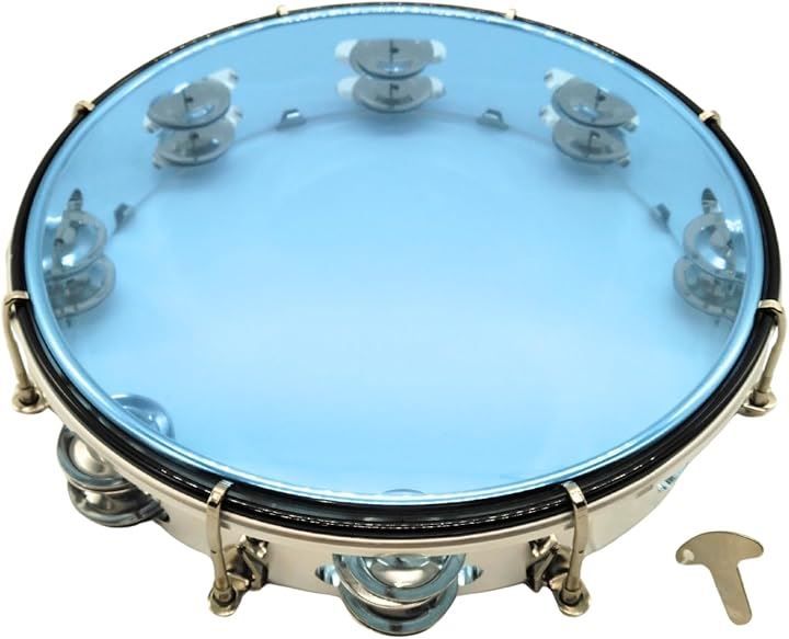 COZENTA Tambourine, Clear, 2-Row Percussion Instrument, Pitch Control (Silver)