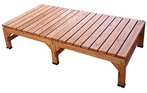 迅速に発送 天然木 厚ウッドステップ ブラウン 幅180×奥行90×高さ40 cm 木脚キャップ付 水性ステイン塗装 テラス お洒落 リラックス 厚天板 960 cfc 94