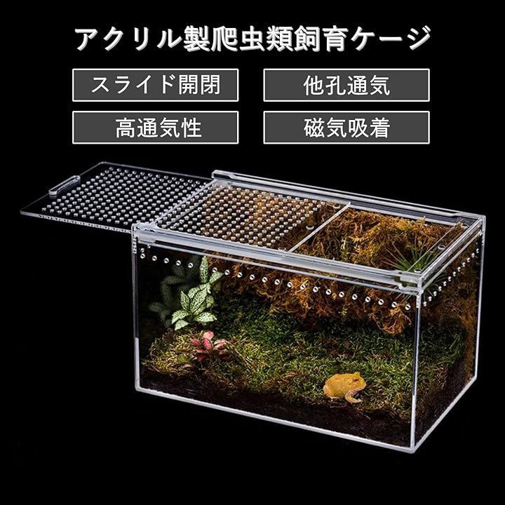 COZENTA 爬虫類 ケージ シェルター アクリル製 トカゲ 蛇 サソリ 飼育 