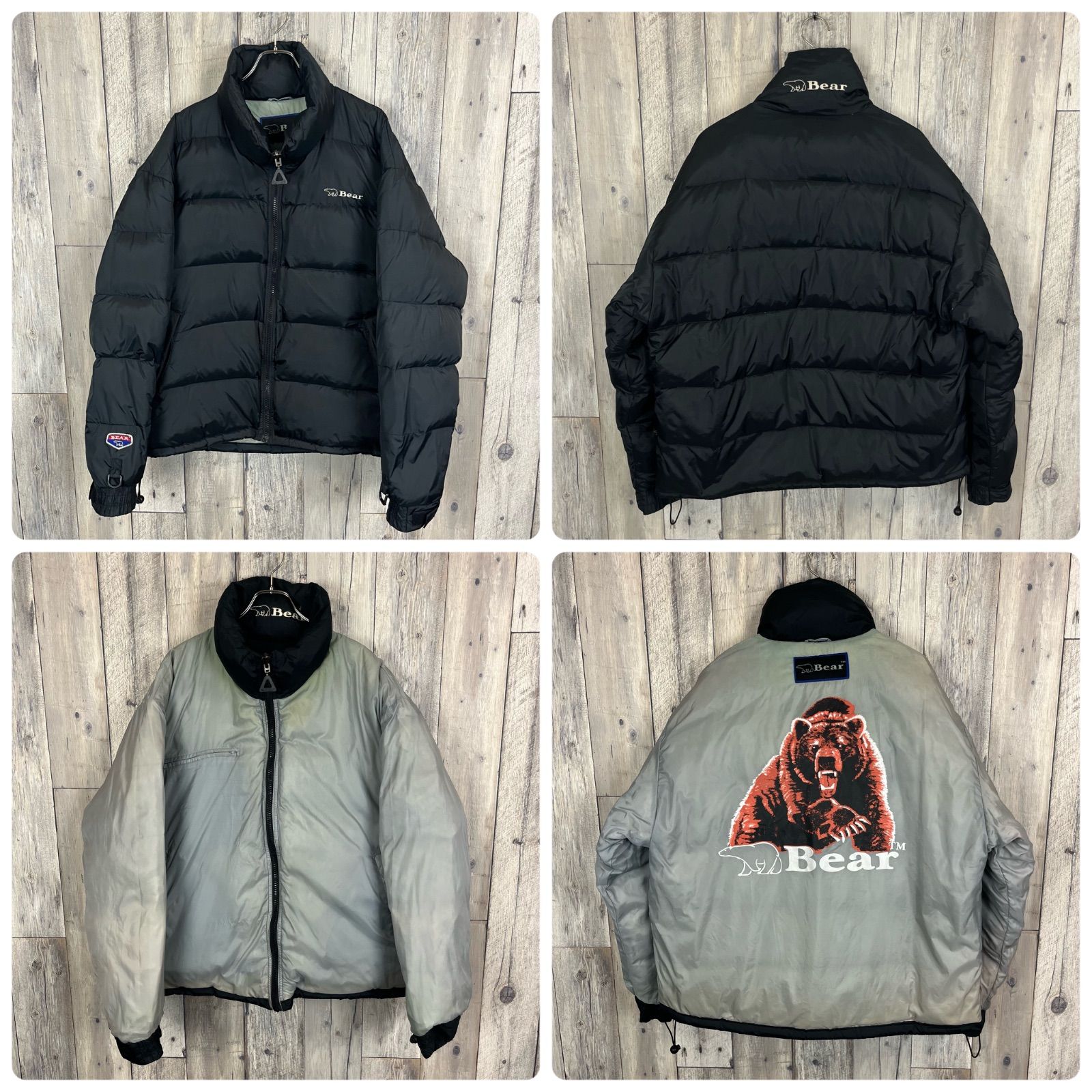 OLD Bear 90s ベアー ブラック × グレー 肉厚 パンパン リバーシブル