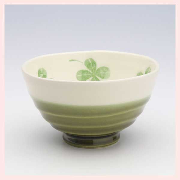 美濃焼 四季草花シリーズ 飯碗／緑 ※陶器,贈り物,個性的,ギフト