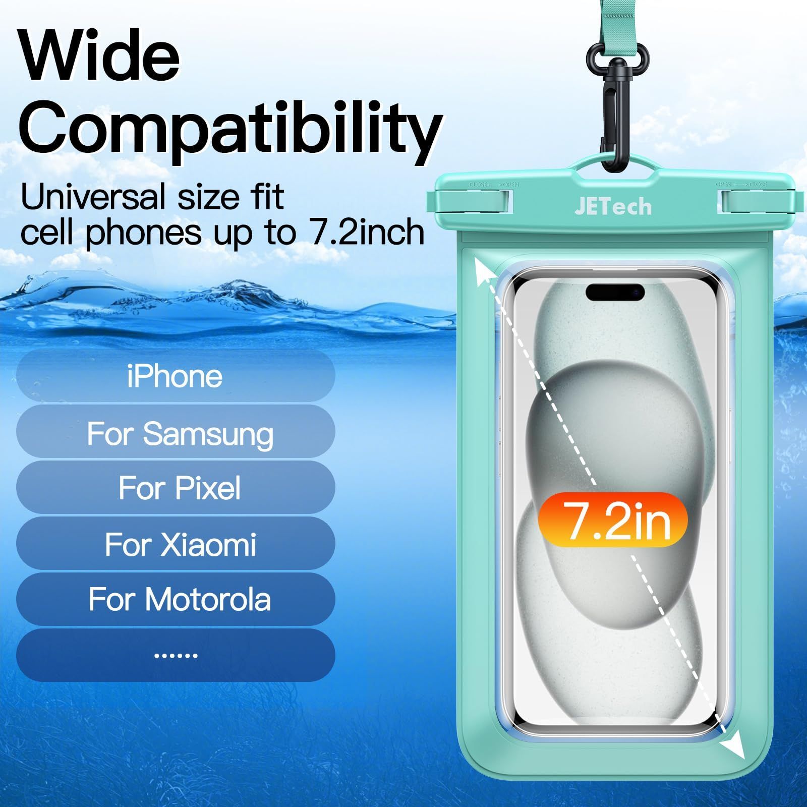 【人気商品】JETech スマホ 防水ケース 2枚セット 防水ポーチ iPhone 17 16e 16 15 14 13 12 Air Pro Max Plus/Galaxy S25 S24 Ultra/Pixel 10シリーズなど 最大7.2インチ対応 スト