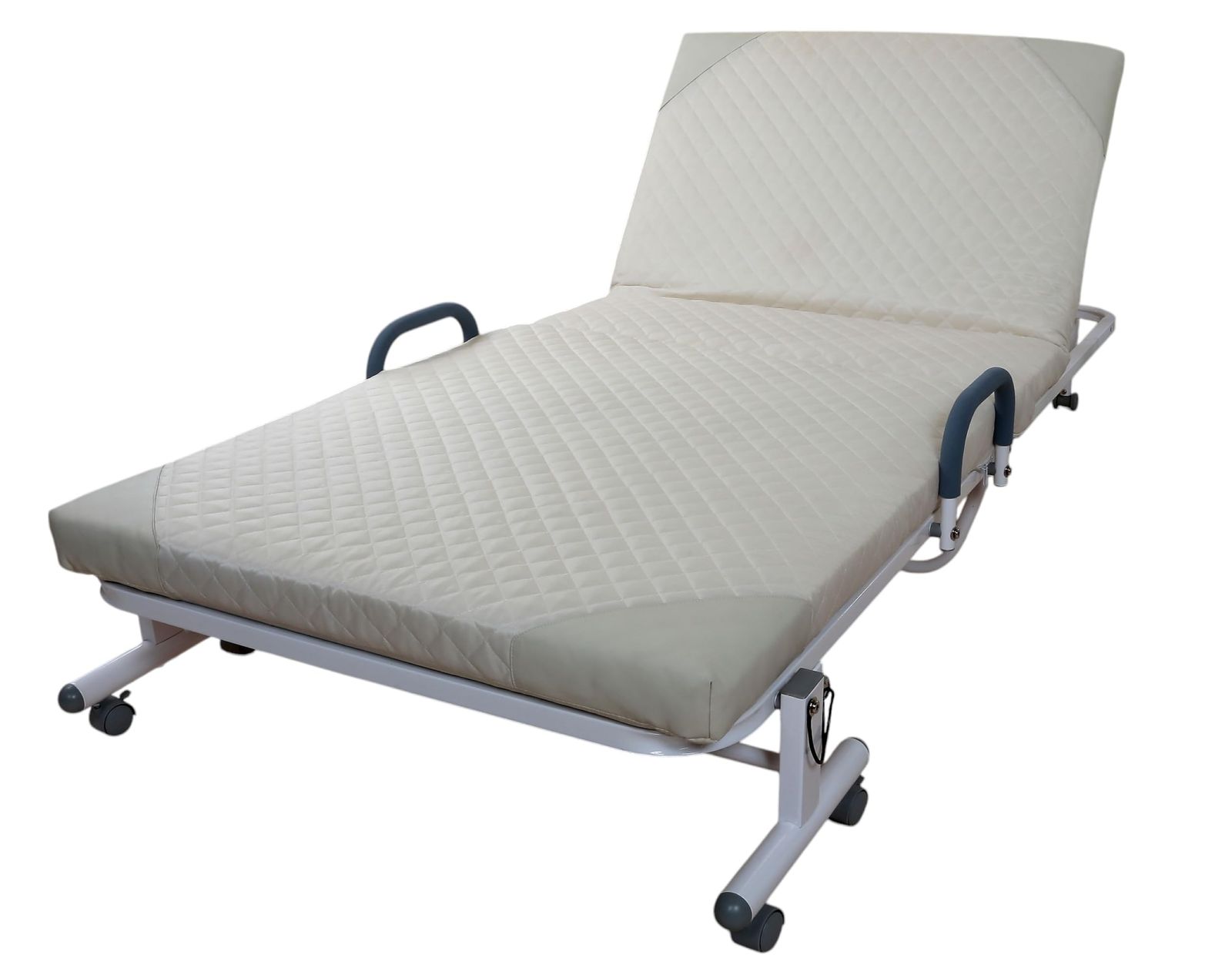 コンパクト シングル 簡単組立 キャスター付 サイズ 91 5 199 40 cm ストッパー付 ホワイト 介護 跳ね上がり防止 14段階リクライニング折りたたみベッド 指はさみ防止 ビータ Vita 耐荷重 約90 kg