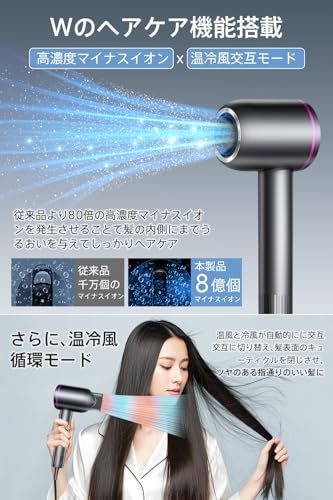  ドライヤー 大風量 速乾 2025革新 AIスマート温度制御 美容師監修 新型ヘアドライヤー 8億高濃度マイナスイオン Wのヘアケア機能搭載 温冷風循環モード 髪に優しい オートクリーニング機能搭載 DCモーター 21通りの風 4 c 11 db 5 f その他 キッチン 食器
