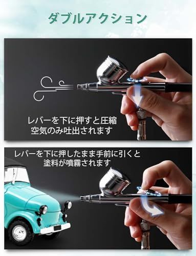  迅速に発送 Oasser エアブラシ セット ミニコンプレッサー ダブルアクション 無段階圧力制御タイプ2-36 PSI調節 プラモデルの塗装 ボディーアート 塗装用具 持ち運びやすい 初心者向け ノズル口径0.2 mm 0.3 0.5 5 f 10645 b その他 キッチン 食器
