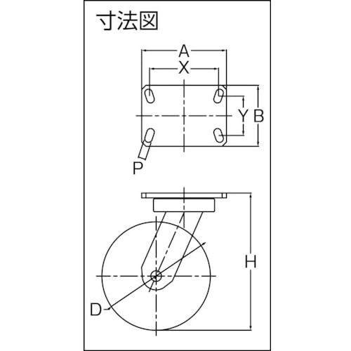 TRUSCO トラスコ 重高荷重用キャスター 自在SP付 150 mm 耐湿ウレタン車輪650 KGF HR TG WB