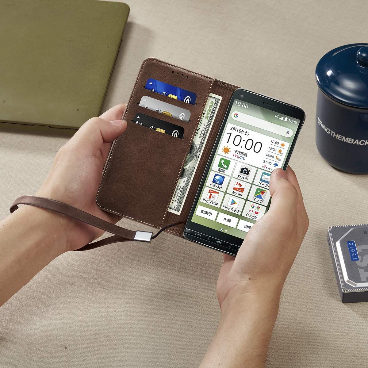 【新着商品】KYV47 ケース BASIO4 手帳型 高質PUレザー BASIO4 KYV47 カバー KYOCERA BASIO 4 ケース 耐衝撃 内蔵マグネット開閉式 ベルトなし スマホケース おしゃれ カードポケット スタンド機能 便利 スプラット同梱