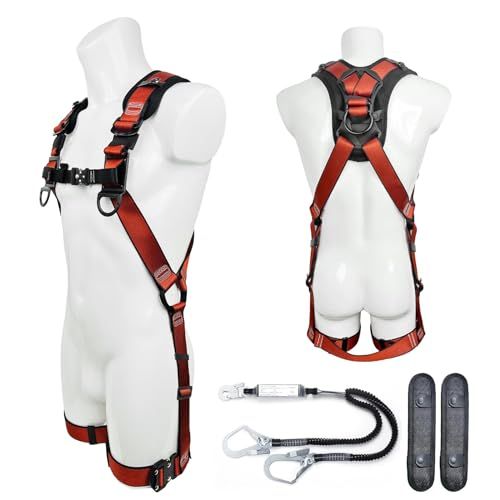 フルハーネス 安全帯 新規格 セット適格請求書発行 軽量 肩パッド 腿パット付き ハーネス セットワンタッチバックル- 伸縮式ダブルランヤード墜落制止用器具 使用 質量 100 kg フルハーネス安全帯 落下防止 e 3441937