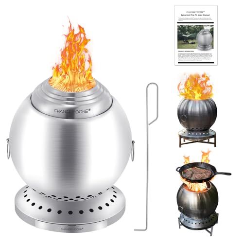 迅速に発送 CHANGE MOORE 新升? 二次燃焼焚き火台 球形 150 の燃焼効率 ウッドストーブ 二次燃焼柱 炎集中カバー 火かき棒 焚き火シート 灰受け付き 日本語説明書付き コンロ 屋外での焚き火 卓上焚き火 キャンプ料理 直火 58 d 594 aa