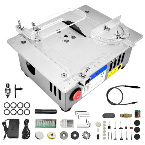 迅速に発送 ミニテーブルソー 小型 切断機 卓上丸鋸盤 7段変速 DIY 切削工具 0-15 MM鋸刃昇降 0-180°角度調節 精密切断 研磨 木材|PCBボード|アクリル板|プラスチック|金属用 趣味 家庭用 鋸 af 607284