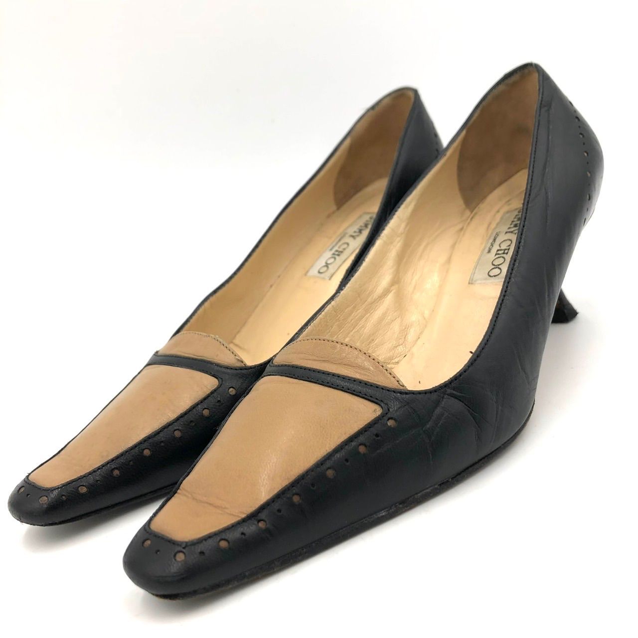 ジミーチュウ パンプス 黒 36.5 23.5cm 本革 ヒール - メルカリ