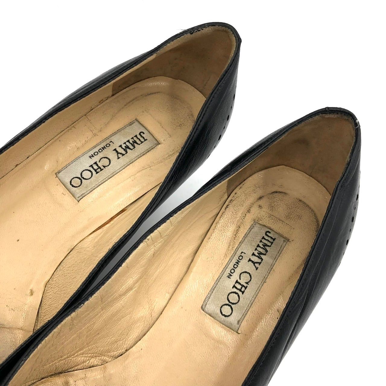 36.5 ジミーチュウ　プレーン　パンプス　黒　レザー　23.5 36.5 ジミーチュウ プレーン パンプス 黒 レザー 23.5