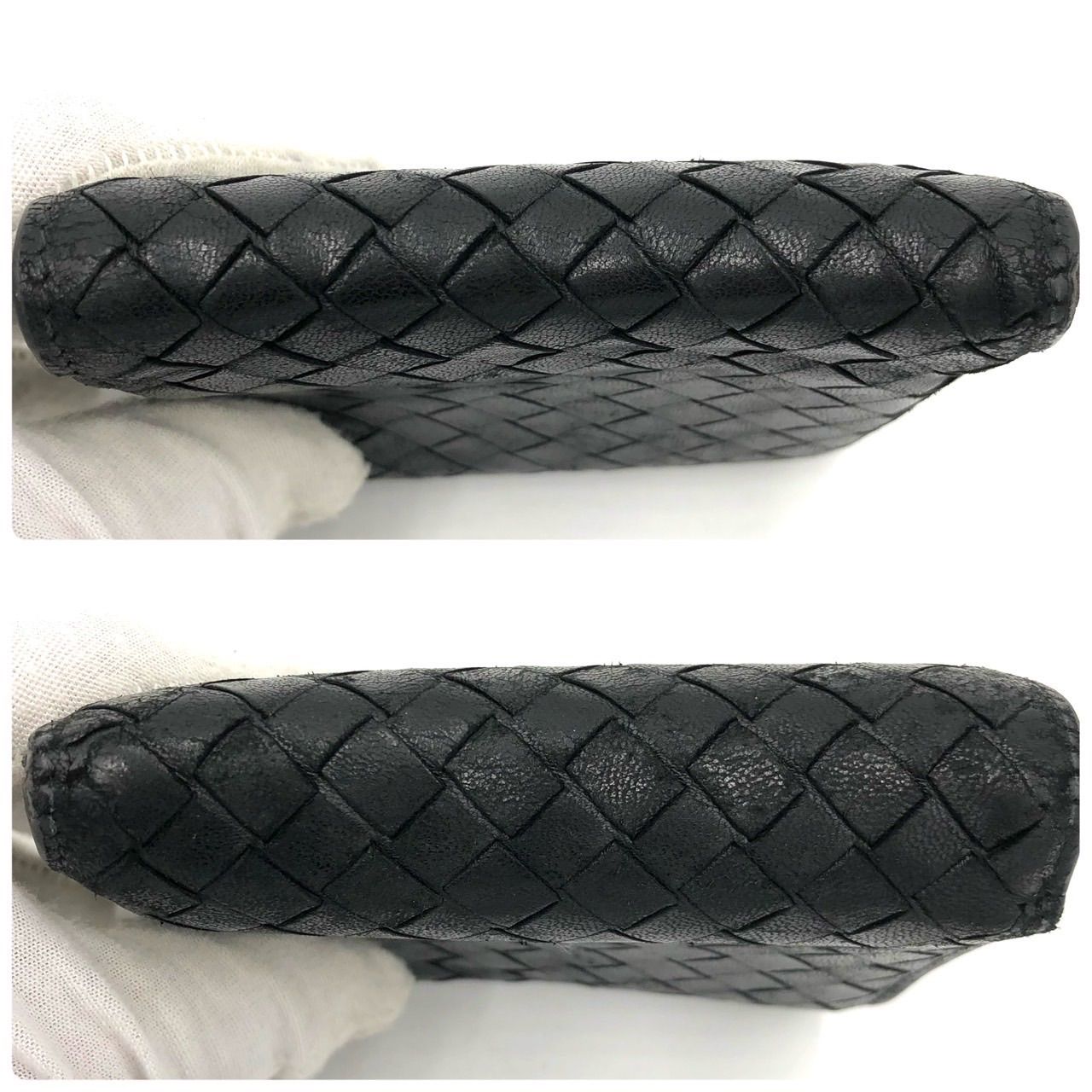 ボッテガヴェネタ 三つ折り財布 イントレチャート 黒 ブラック レザー