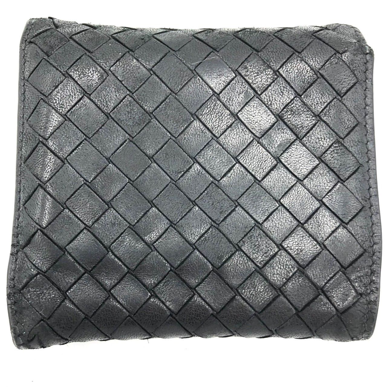 ボッテガヴェネタ 三つ折り財布 イントレチャート 黒 ブラック レザー