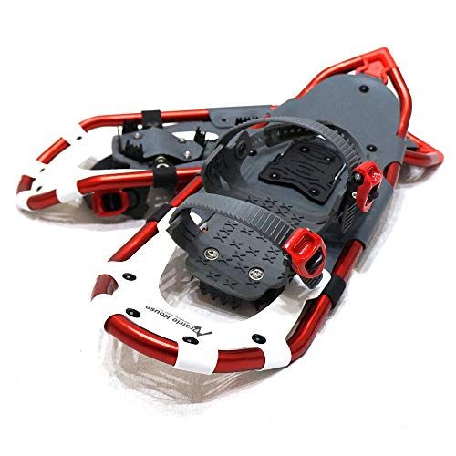 Prairie House スノーシュー リフター付き 25インチ 適応体重50?72 kg 適合サイズ22 0 cm?37 cm対応 ブーツ可 アルミ製 軽量 メンズ レディース キッズ ジュニア 収納袋 氷上 雪山 ホワイト ブルー XO 830