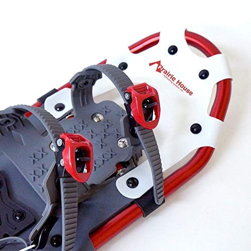 Prairie House スノーシュー リフター付き 25インチ 適応体重50?72 kg 適合サイズ22 0 cm?37 cm対応 ブーツ可 アルミ製 軽量 メンズ レディース キッズ ジュニア 収納袋 氷上 雪山 ホワイト ブルー XO 830
