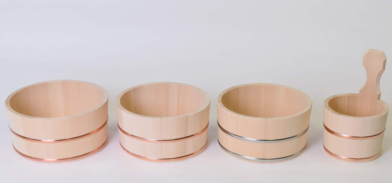 湯おけ 日本製 木製 ひのき 木曽工芸 手付き桶 銅タガ