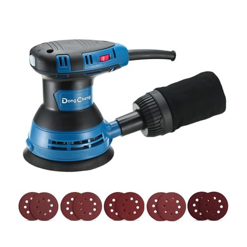 迅速に発送 DongCheng 電動サンダー AC 100 V 300 W 4000-12000 min-1 パッド径125 mm ランダムサンダー 6段階変速 集じん機能付 片手操作 木工研削 車磨き 日曜大工 サンドペーパー 付き 型番DS 77 d 74657