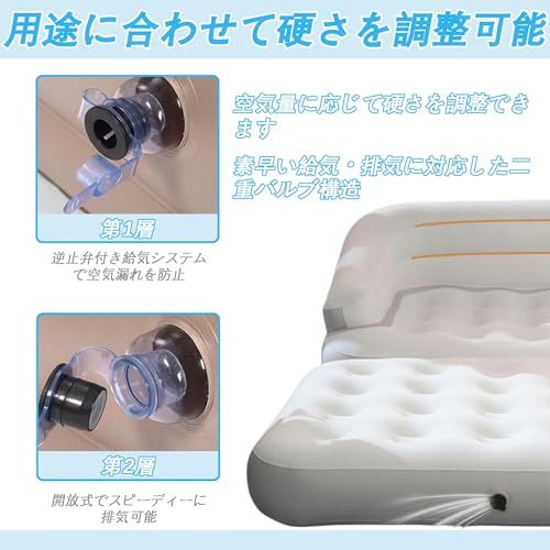  迅速に発送 エアーソファー ソファベッド 2 WAY｜ ×60 cm ミルキーホワイト｜折りたたみ 手動ポンプ付 耐荷重約300 kg｜フロック加工PVC 二重バルブで空気漏れ抑制｜収納袋付 家庭用 来客 キャンプ c 6 d 8 120 その他 キッチン 食器