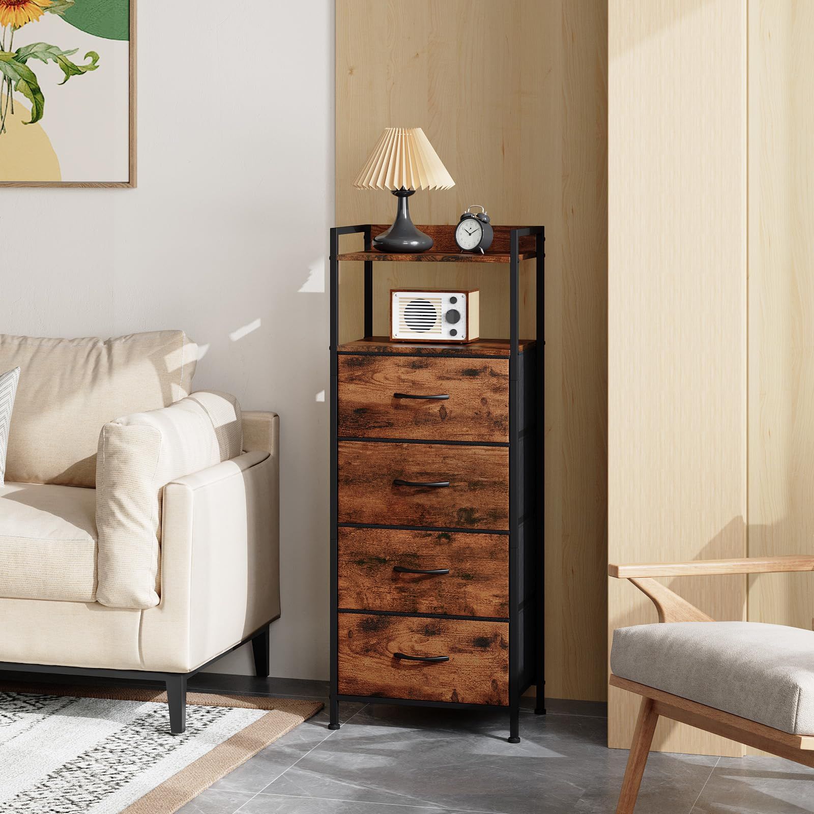 木製タンス　引き出し　洋服収納　小物入れ付き 新品 Somdot チェスト タンス 収納 棚 引き出し 洋服タンス 幅40.2㎝ x