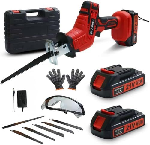 レシプロソー 電動ノコギリ 電動工具 ノコギリ バッテリ 無段変速 一台多役 家庭用 小型 軽量 電動カッター 充電式レシプロソー レッド e 5390065