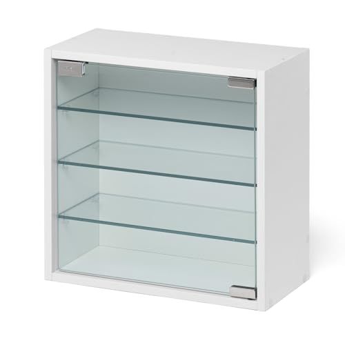 サンワダイレクト キューブボックス スリムタイプ 2段 ガラス扉付き 幅35×奥行29.5×高さ35 cm 配線穴 コレクションケース フィギュアケース ホワイト 100-CUBEH 9 W 彡 77389 d 1