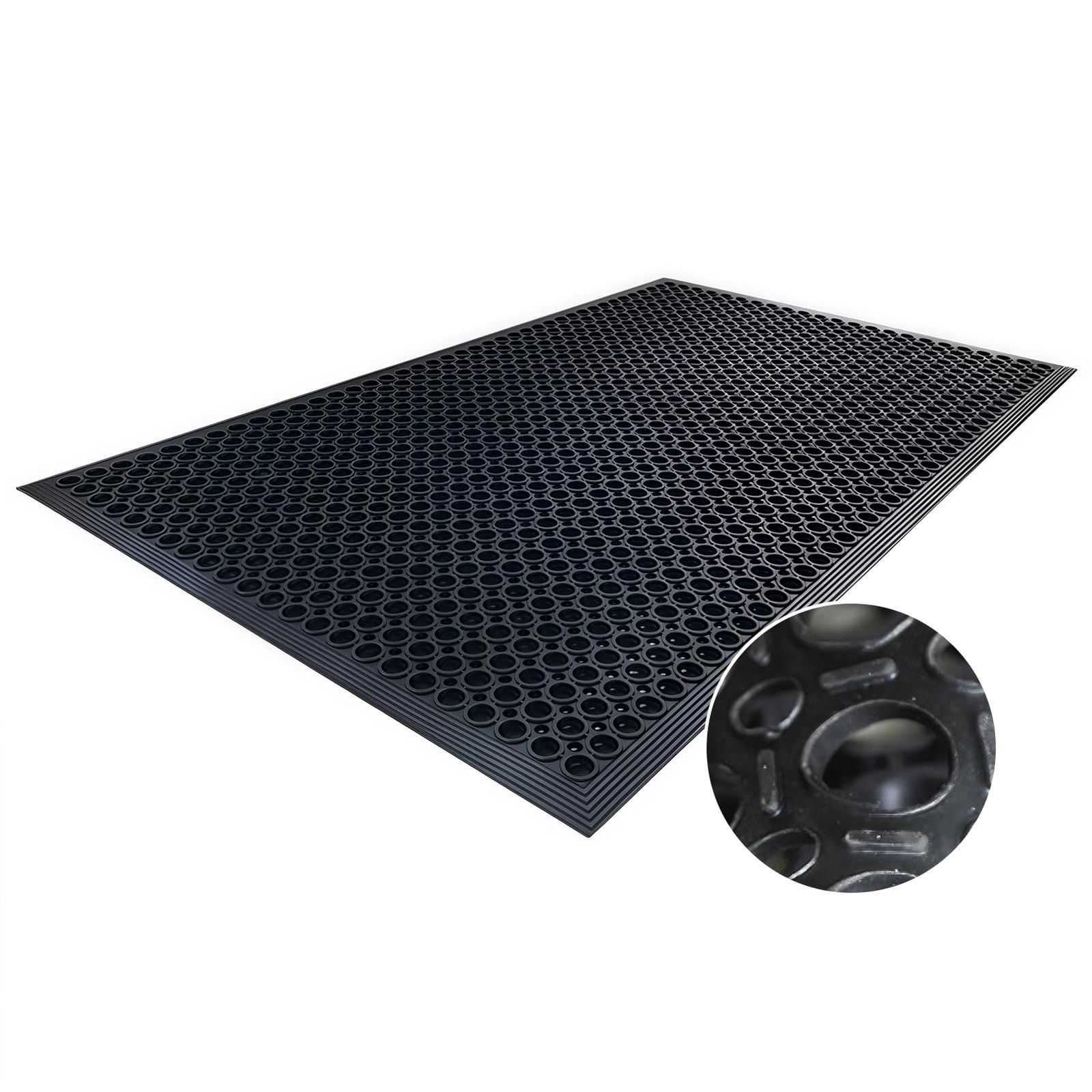 QD-SGMP ラバーマット 屋外用 厚1.2 cm 有孔 滑り止め 排水 防水 防泥 耐寒耐熱 業務用 玄関 駐車場 作業場 雨雪対応 抗菌加工 ゴムマット 90*150
