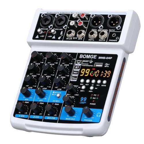 BOMGE-04 F 4チャンネルdjオーディオサウンドミキサー MP 3 | USB Bluetooth ステレオレコード| 48 V 99 DSPエコーエフェクト ライブブロードキャスト カラオケ パフォーマンス 教会の歌 音楽制作 705305 e 0