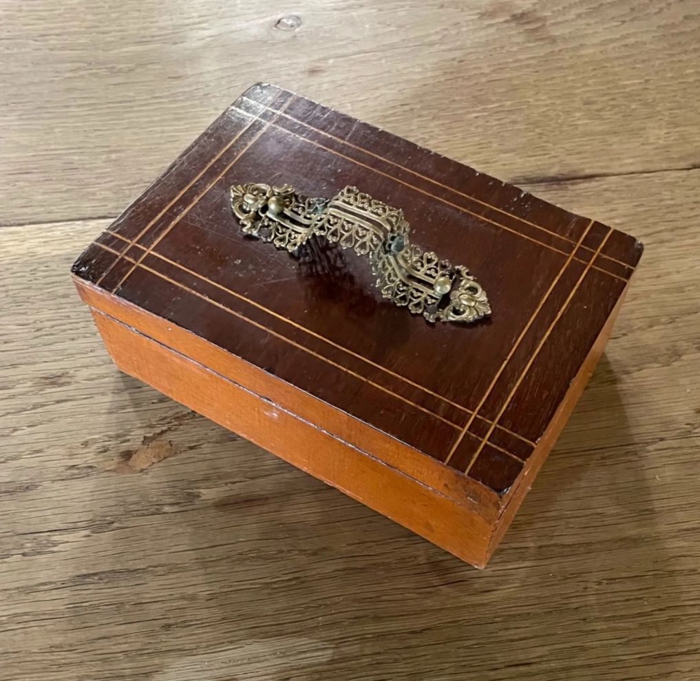 フランスアンティーク レース装飾 ビジューボックス コフレ 宝石箱 木