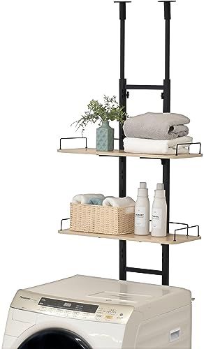 迅速に発送 ekans エカンズ 棚付きランドリーラック 棚2段 突っ張りタイプ LSH-T 200 BN ブラック×オーク 736 a 7946