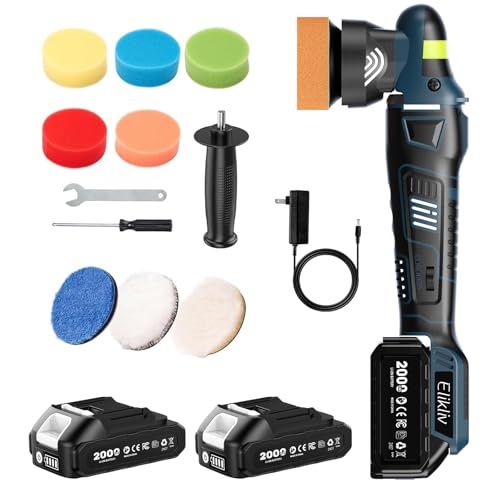迅速に発送 新型 Elikliv 電動ポリッシャー ポリッシャー 充電式 ダブルアクション 75 mmミニポリッシャー 車 バイク サンダポリシャー コードレス 6段階変速 2000-6200 RPM 恒定回転速度 4000 mAh大 9 f 99320 e