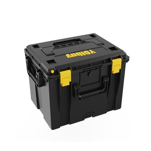 迅速に発送 YOIbuy PRO スタックボックス 防水防塵 ツールボックス 頑丈なABS樹脂 システムケース 簡単スタッキング 工具箱 収納ケース 積み重ね収納 気圧開放バルブ付き 施錠穴付き 上面ハンドル付き 箱338仕切板なし d 896 e 900
