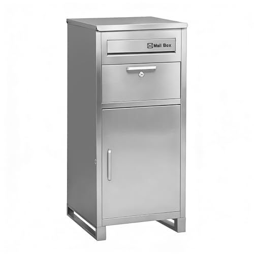 迅速に発送 宅配ボックス ポスト一体型 屋外 大容量 宅配box 防水 防錆 複数投函 組立不要 両開扉 盗難防止 郵便受け ポスト付き 戸建て用 グレー 7854 e 7 ed