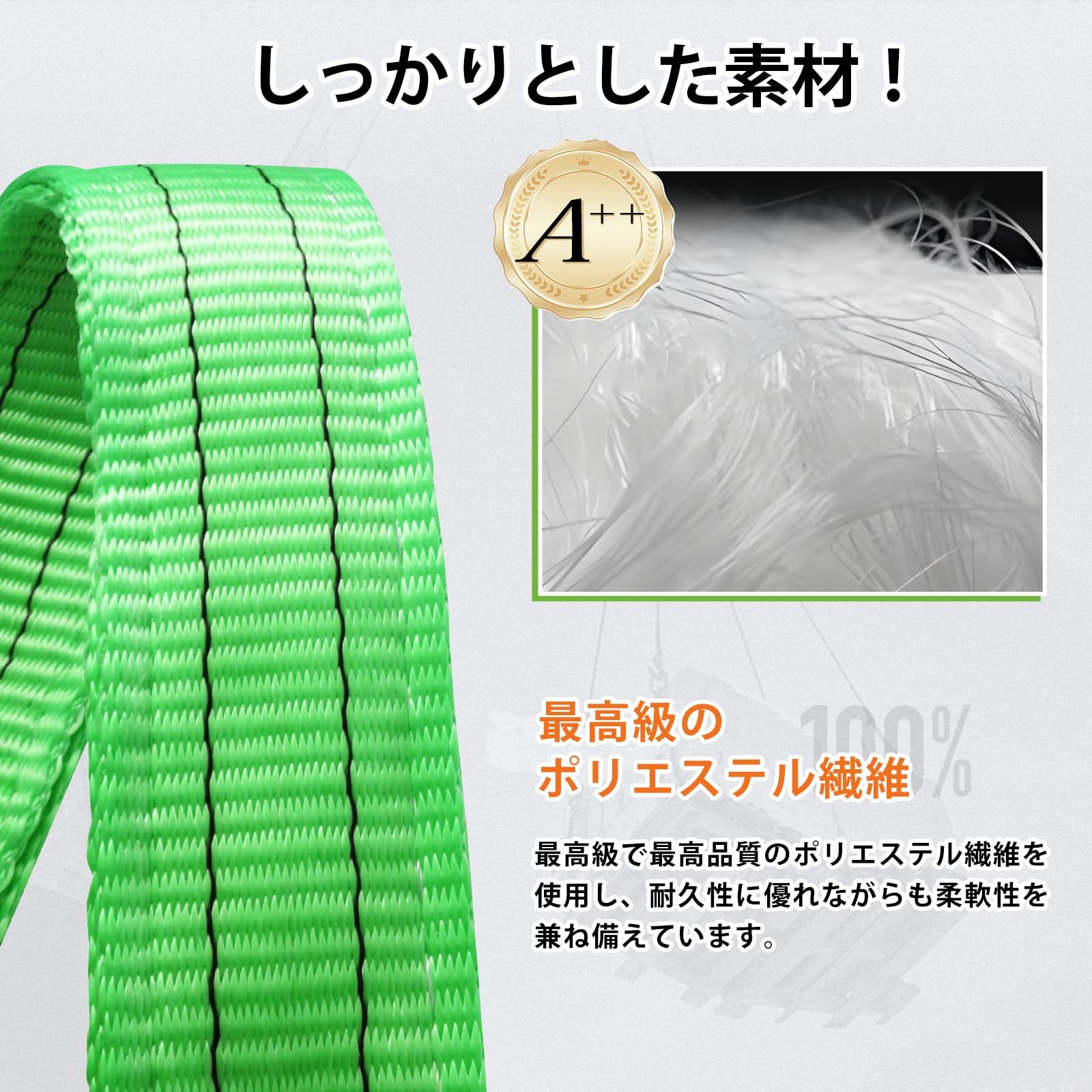 幅50mm 2t ナイロンスリング スリングベルト 1m 使用荷重2000kg 玉掛け