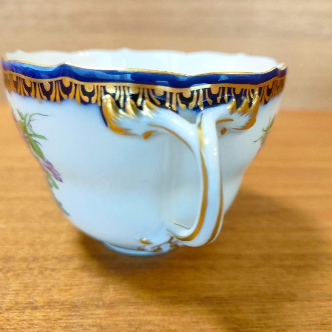 Meissen マイセン Aカンテ コバルト 金彩 カップ フラワーブーケ 小花