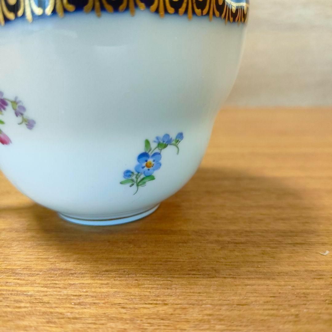 Meissen マイセン Aカンテ コバルト 金彩 カップ フラワーブーケ 小花