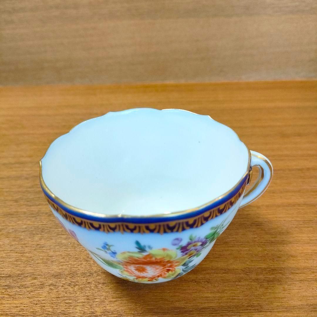 Meissen マイセン Aカンテ コバルト 金彩 カップ フラワーブーケ 小花
