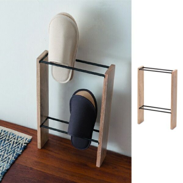 スリッパラック アンティーク風 木製 ウッド アイアン 41309 玄関収納