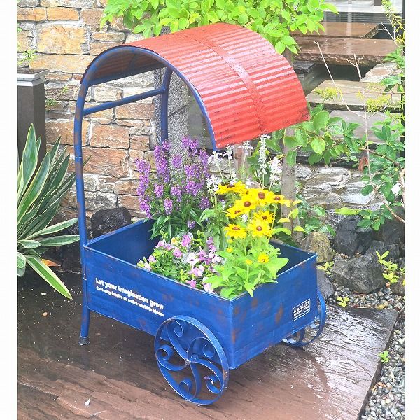 ルーフカートプランター ブラウン レッド アンティーク風 アジアジ azi