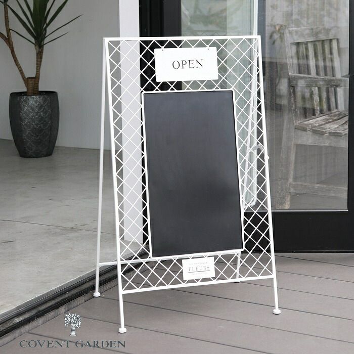 ホワイト メッシュサインボード 折りたたみ式 マグネット 磁石 アンティーク風 コベントガーデン COVENT GARDEN ブラックボード 黒板 コクバン 掲示用品 US-47 ポイント10倍