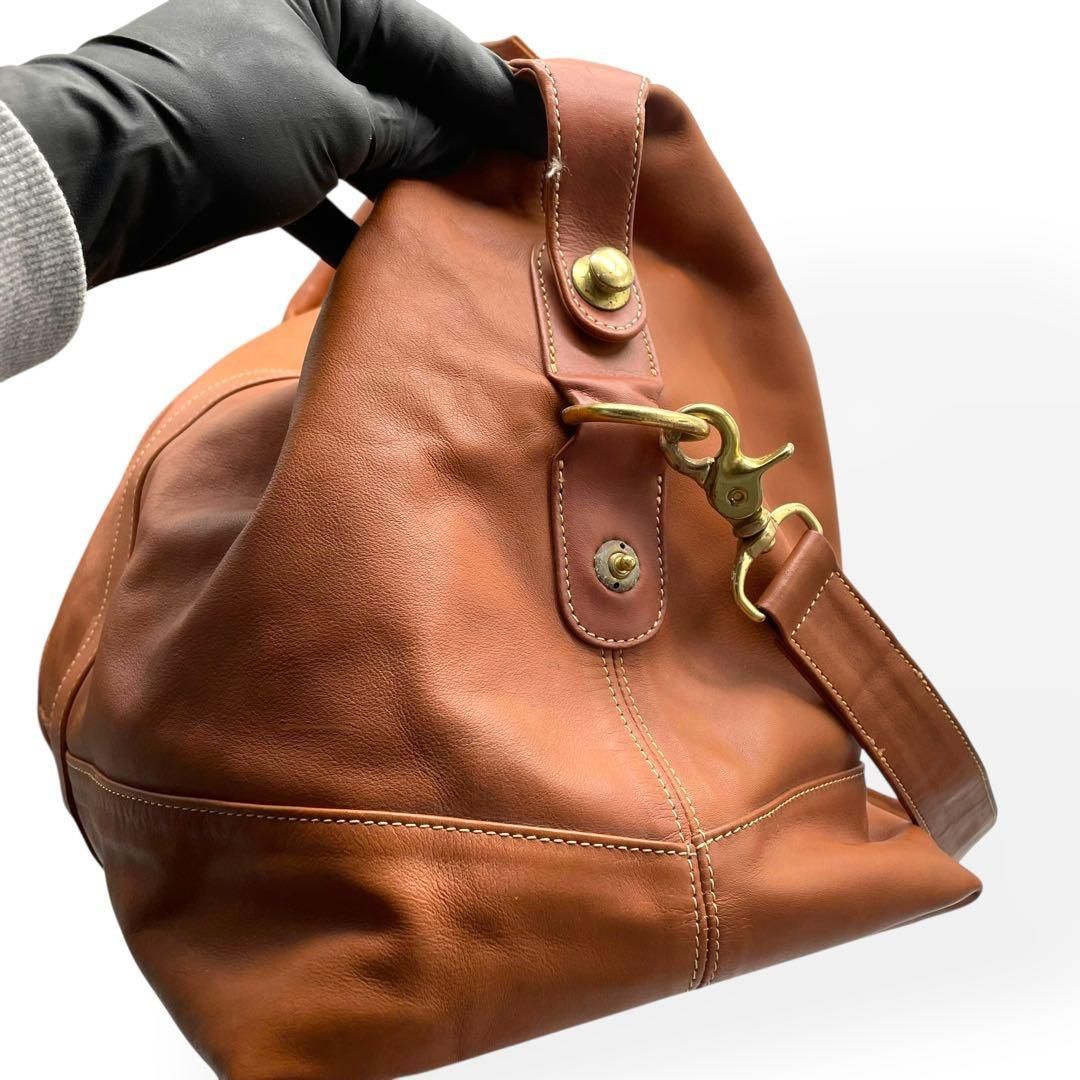 良品 COACH オールドコーチ 2wayボストンバッグ ブラック ブラウン