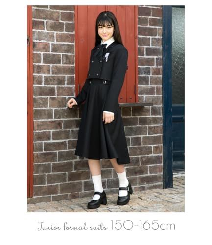 [アリサナ] 卒業式 小学生 女の子 スーツ 子供服 フォーマル ペイトン (ジャケット + シャツ + ワンピース + リボンタイ + ワッペン の 5点 セット)
