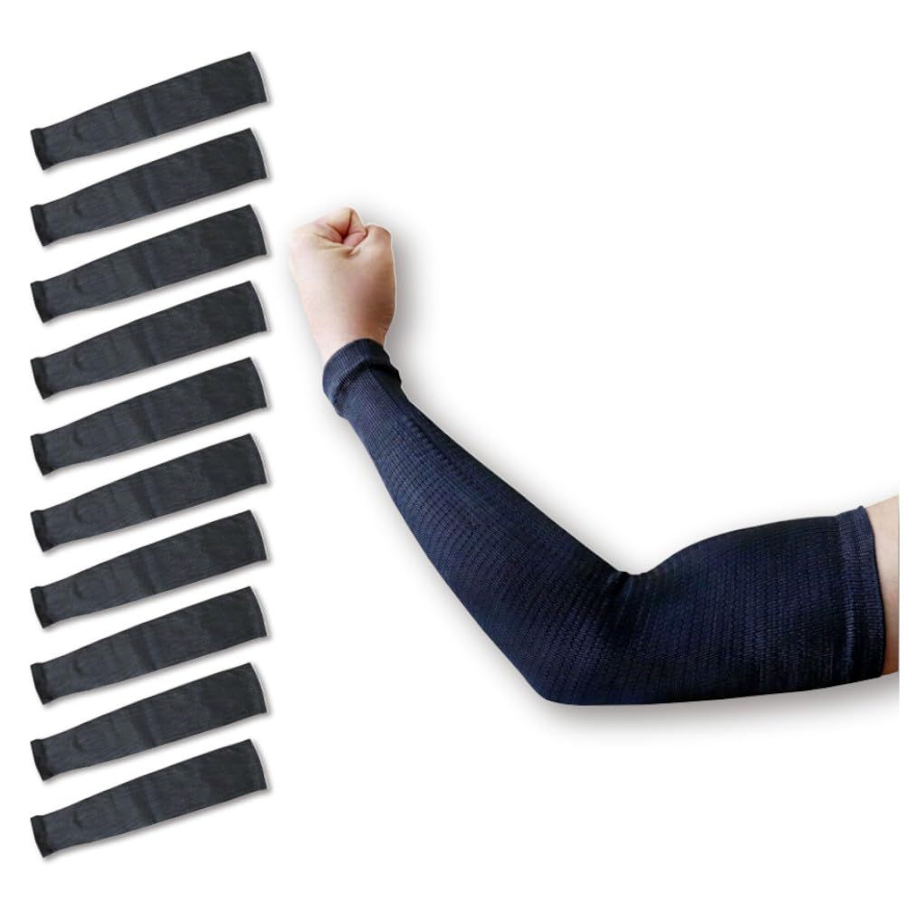 福徳産業 ゼロエネ ツヌーガ製アームカバー 40 cm 5双組 ブラック 接触冷感 ひんやり UVカット 男女兼用 日本製 1780-5 P