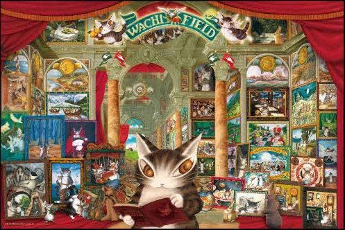 【在庫処分】(50ｘ75cm) ダヤンの風景画ギャラリー 10-1386 WACHIFIELD ピース請求ハガキ わちふぃーるど のり付き ジグソーパズル へら付き 【日本製】1000ピース サービスカード付 やのまん(Yanoman) ジグソーパズルのトリセ